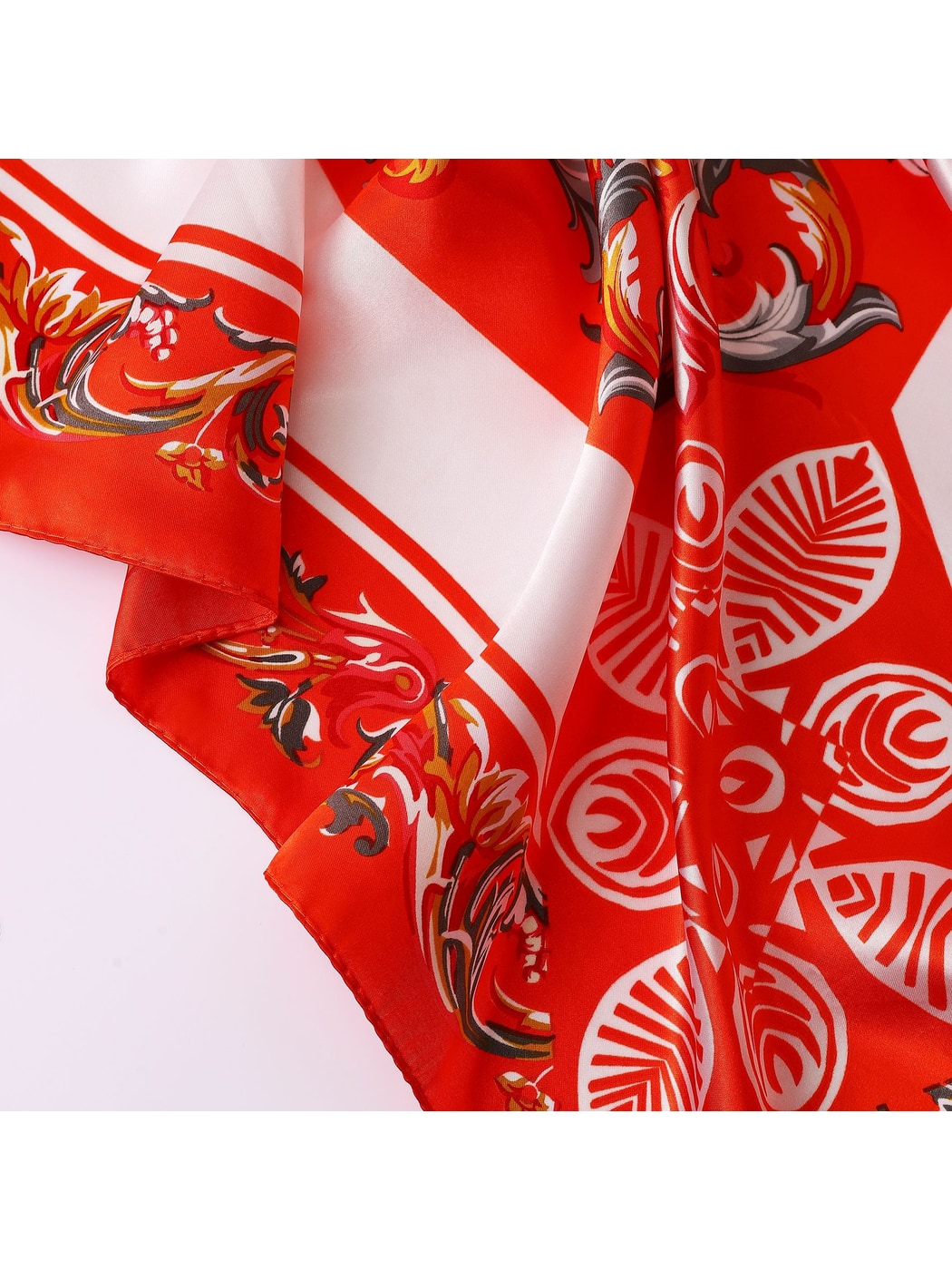 Scarvii - Vibrant Baroque Scroll Printed Square Scarf