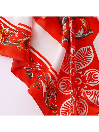 Scarvii - Vibrant Baroque Scroll Printed Square Scarf