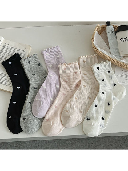 Rufia - Heart Mesh Ruffle Crew Socks product image 1