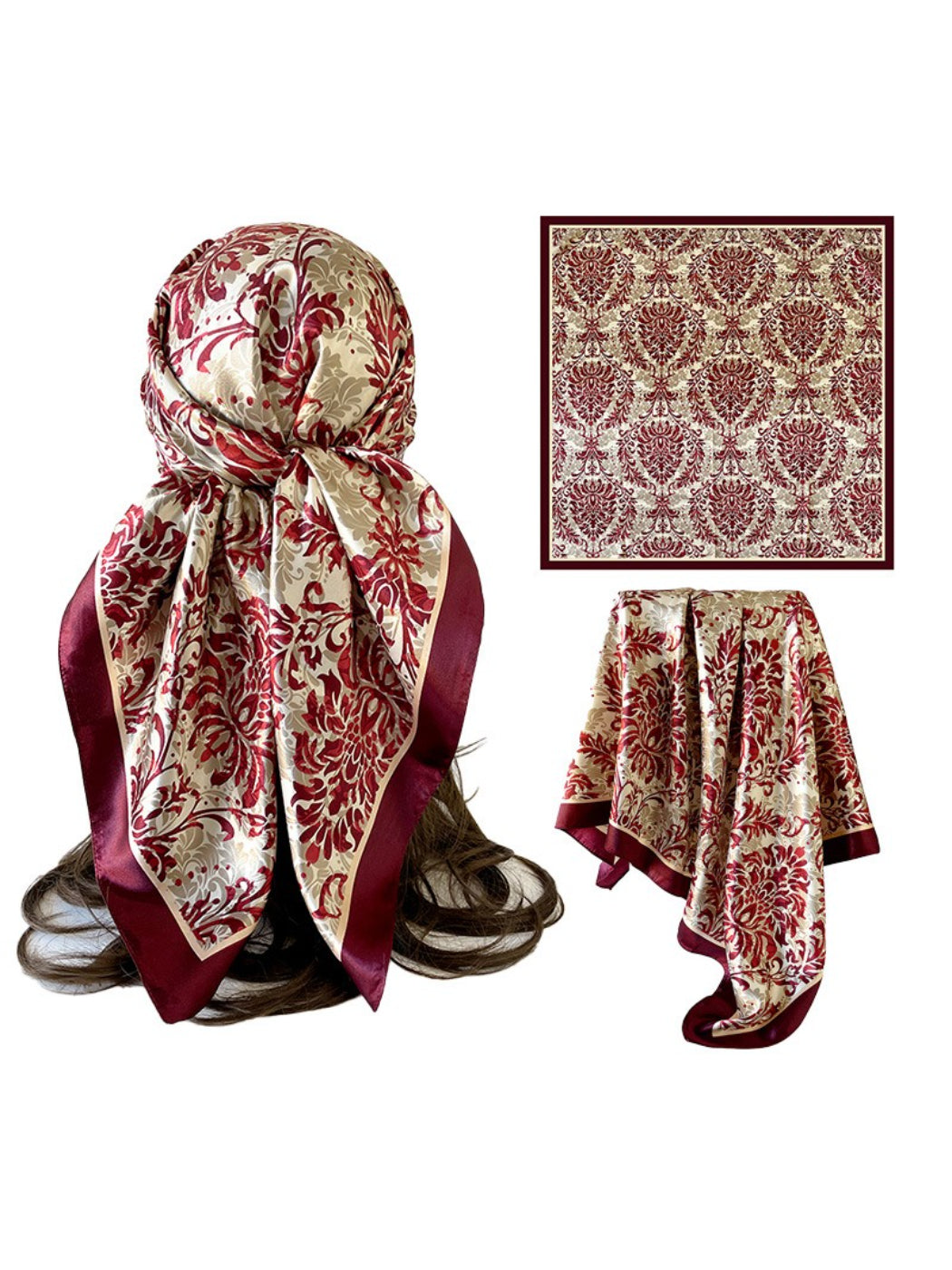 Scarvii - Vintage Baroque Floral Square Scarf