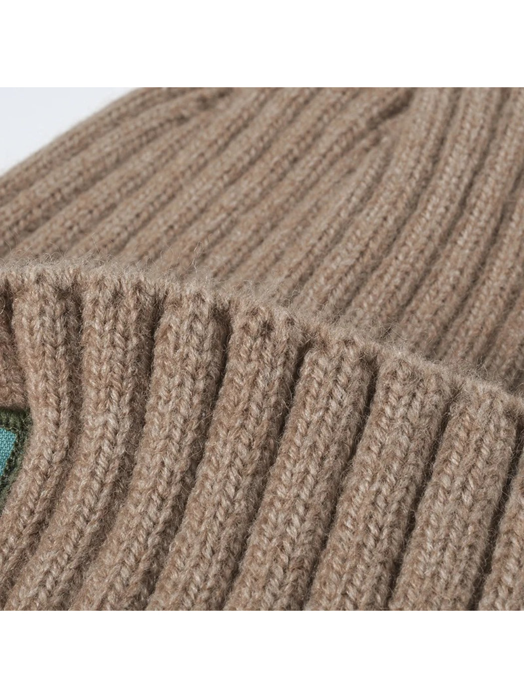Haila - Letter Patch Ribbed Cuffed Beanie