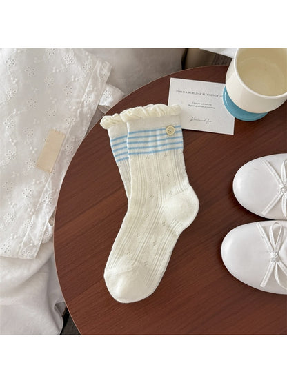 Rufia - Striped Button Detail Socks