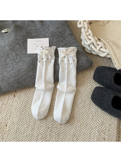 Rufia Ribbon Ruffle Dot Crew Socks product image