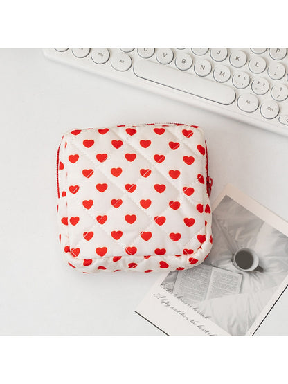 Cosbai - Bow and Heart Pattern Quilted Pouch
