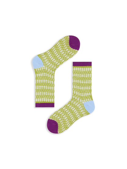 Rufia - Sheer Shell Mesh Colorblock Ankle Socks