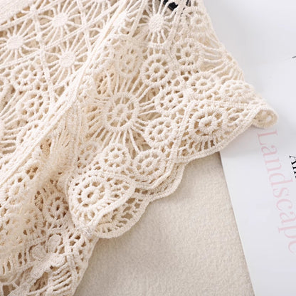 Crosa Crochet Hollow-Out Short-Sleeve Cardigan main product view