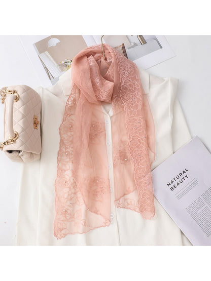 Scarvii - Elegant Lace Detail Long Scarf