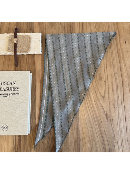 Scarvii - Printed Floral Stripe Triangle Bandana