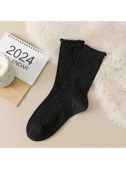 Rufia - Heathered Ribbed Casual Crew Socks
