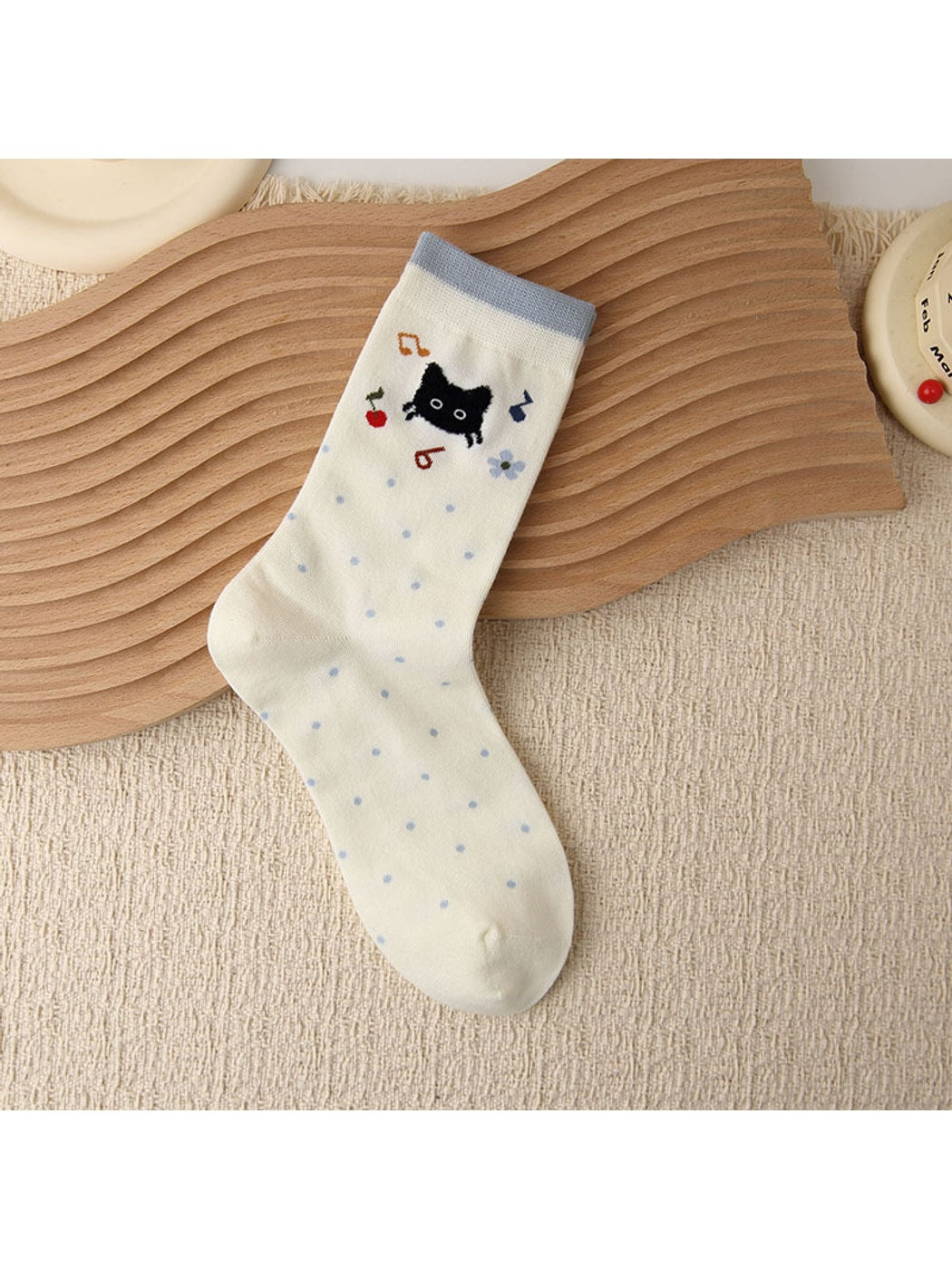 Rufia - Playful Cat Pattern Casual Crew Socks
