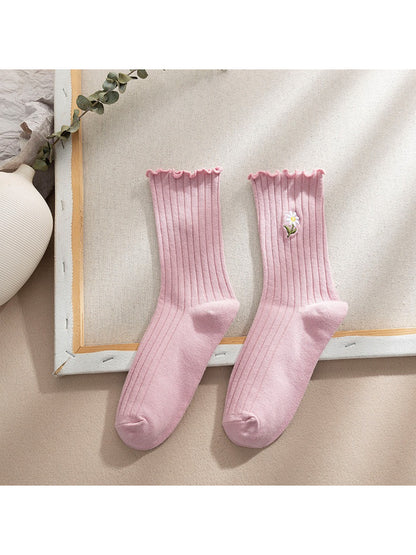 Rufia - Floral Accent Ribbed Crew Socks product image 11