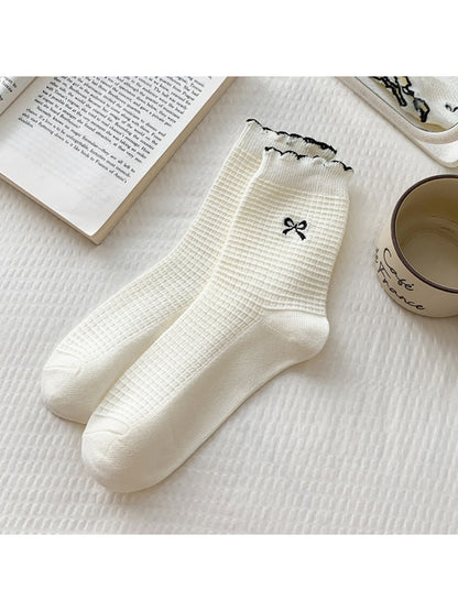 Rufia - Embroidered Bow Waffle Crew Socks product image 8