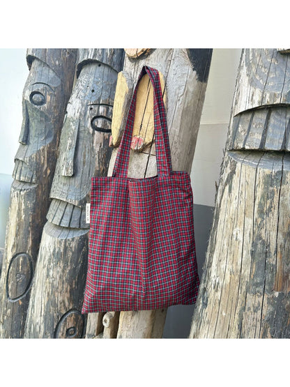Cosbai - Classic Plaid Everyday Tote Bag