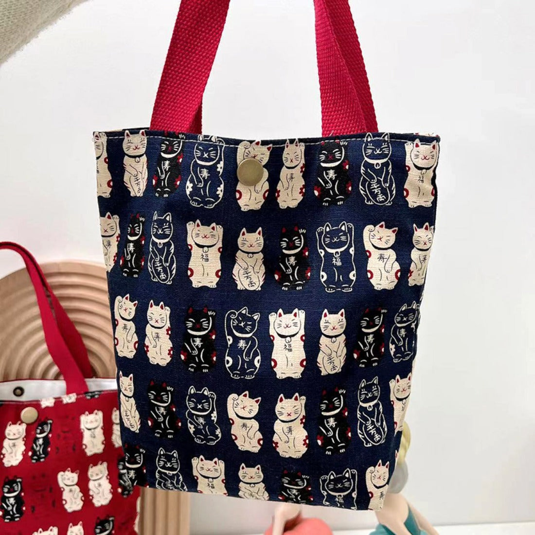 Lucky Cat Print Lunch Bag Handbag