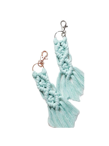 Koco Braided Keychain with Fringe Bag Charm & Accessory color options including Beige, Navy blue, Light Pink