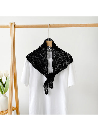 Scarvii - Solid Color Openwork Women's Triangle Scarf