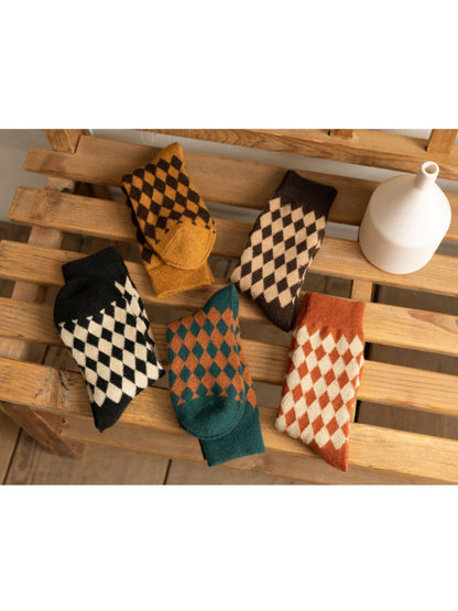 Rufia - Retro Argyle Warm Crew Socks