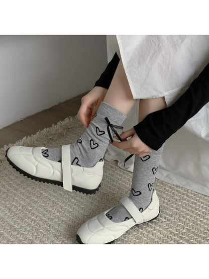 Rufia - Classic Heart Print Crew Socks