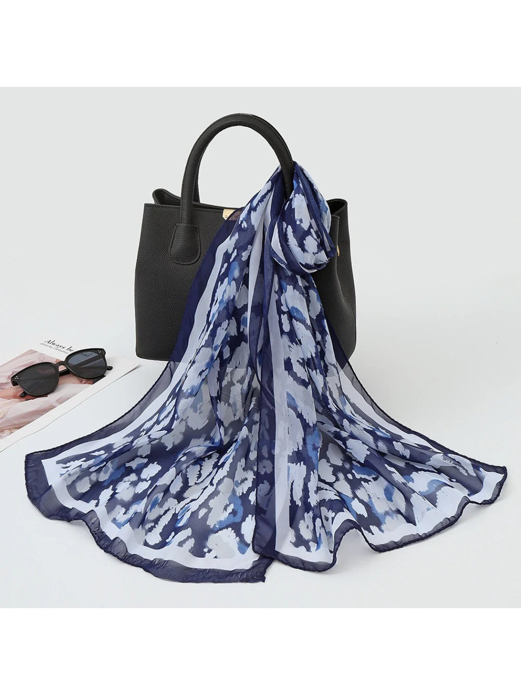 Scarvii - Women’s Abstract Botanical Chiffon Scarf