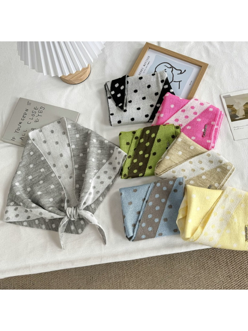 Scarvii - Polka Dot Color Block Triangle Bandana