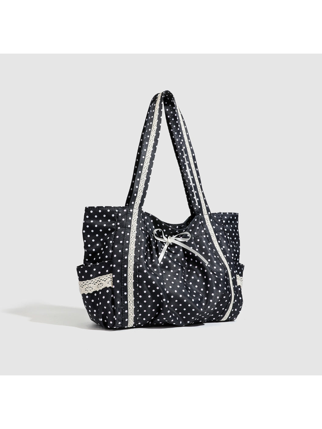 Cosbai - Polka Dot Bow Shoulder Tote Bag