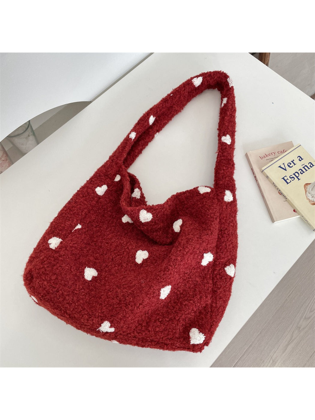 Cosbai - Floral Textured Shoulder Tote Bag