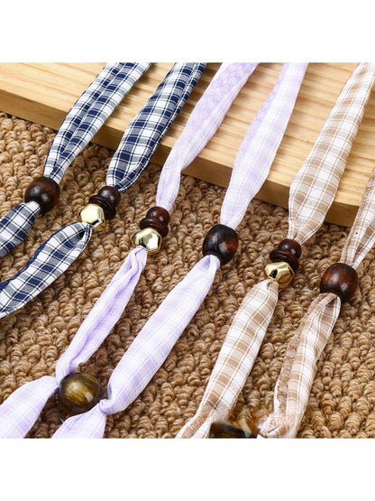 Scarvii - Minimalist Beaded Ribbon Style Narrow Scarf