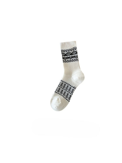 Rufia - Nordic Fairisle Pattern Crew Socks