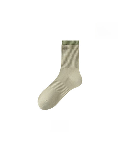 Rufia - Colorblock Double Cuff Casual Crew Socks
