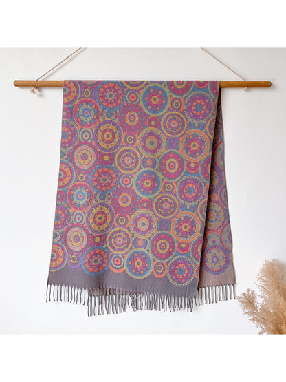 Scarvii – Circle Pattern Fringe Scarf & Wrap
