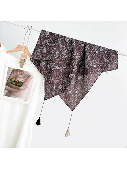 Scarvii - Elegant Print Tassel Square Scarf