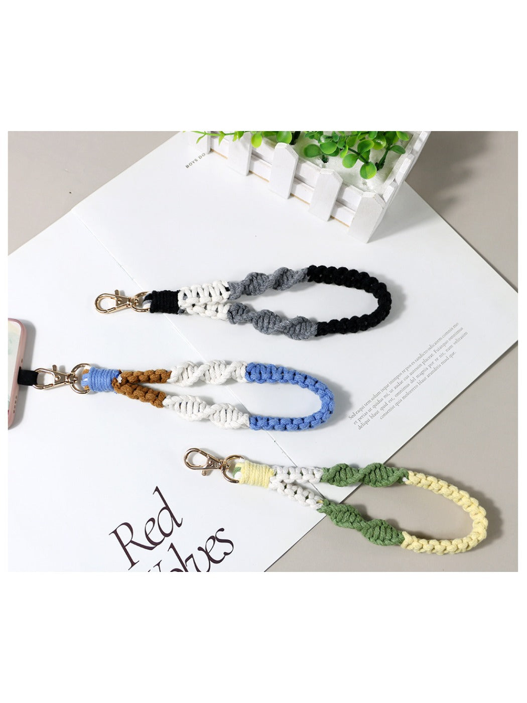 Koco Colorful Crochet Phone Lanyard Keychain for Women product shape
