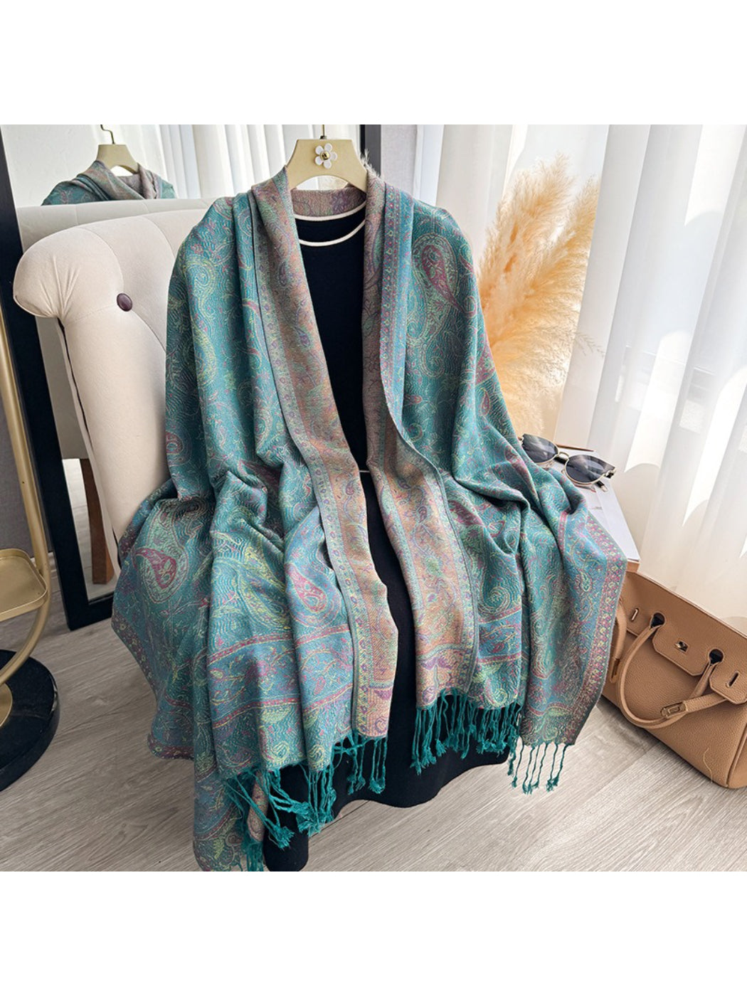 Scarvii - Classic Paisley Wrap Fringe Scarf