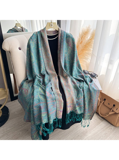 Scarvii - Classic Paisley Wrap Fringe Scarf