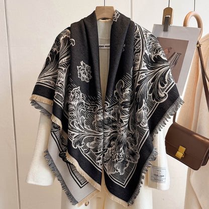 Scarvii - Ornate Floral Fringe Scarf
