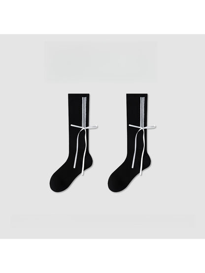 Rufia - Striped and Bow Patterns Crew Socks