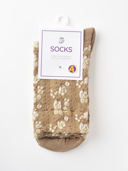 Rufia - Vintage Floral Court Style Mid-Calf Socks