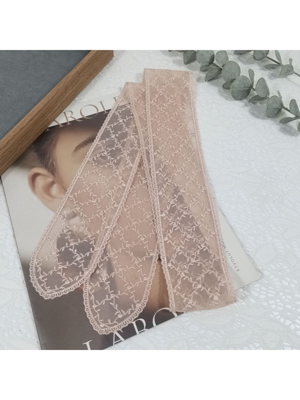 Scarvii - Long Narrow Solid Color Lace Scarf