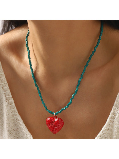 Side view of Color Charm beaded necklace showing bead arrangement and clasp
