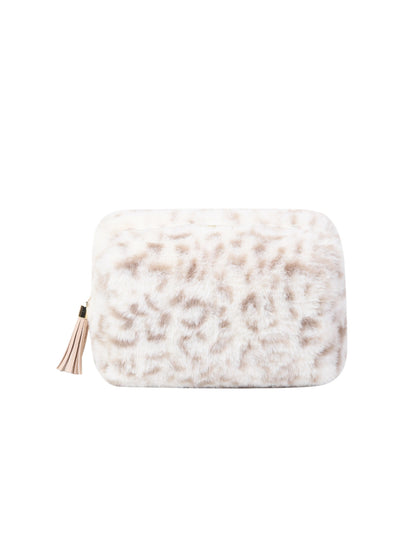 Cosbai - Faux Fur Leopard Makeup Bag detail view 3