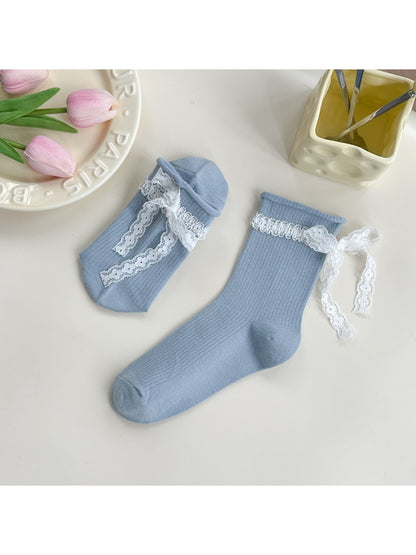 Rufia - Ribbon Lace Ribbed Ankle Socks product image 7