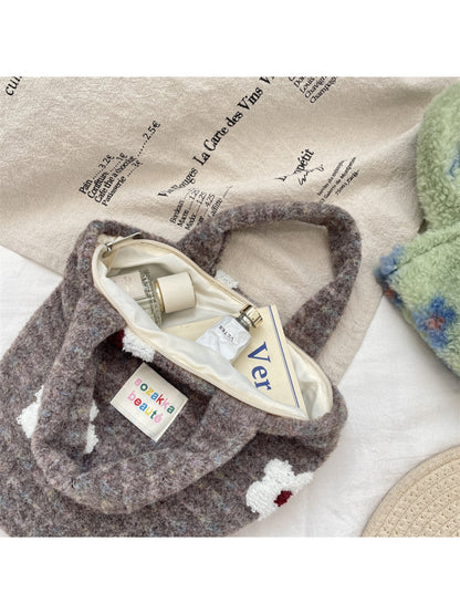 Cosbai - Mini Plush Flower Tote Bag