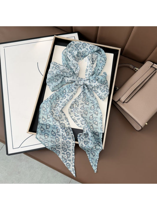 Scarvii - Light Blue Paisley Narrow Scarf