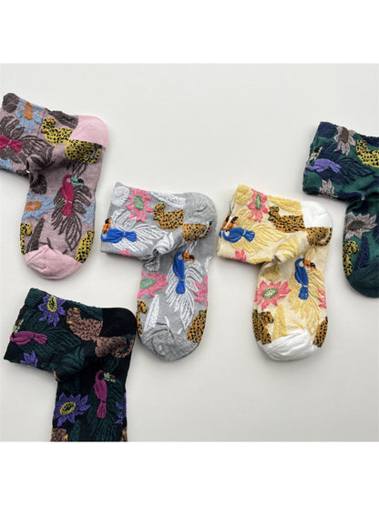 Rufia - Embossed Floral Mid-Calf Socks - image 7