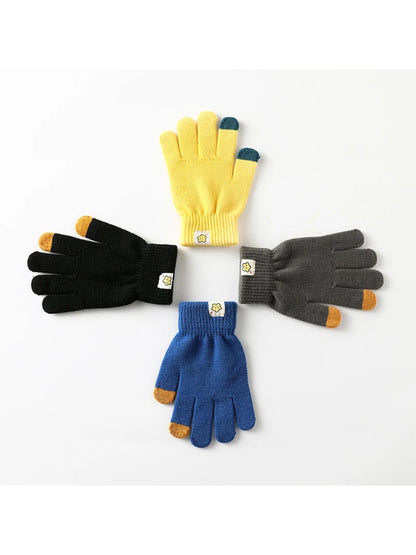 Gloving - Contrast Color Ribbed Cuff Touchscreen Gloves