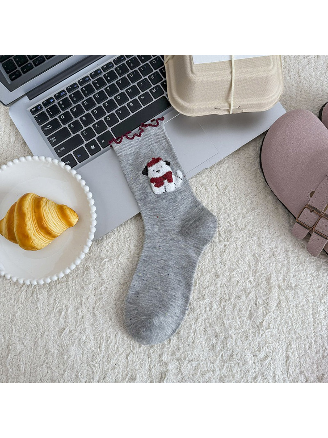 Rufia - Soft Ruffle Animal Motif Crew Socks