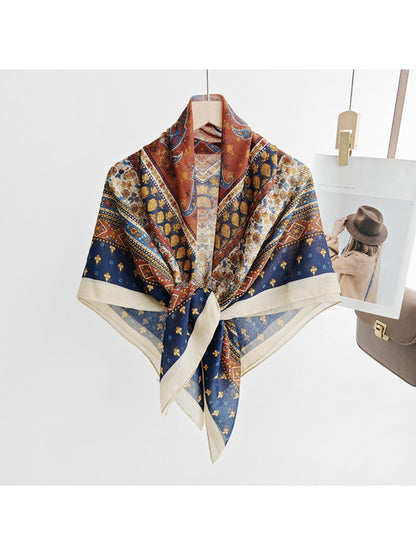 Scarvii Geometric Border Print Scarf