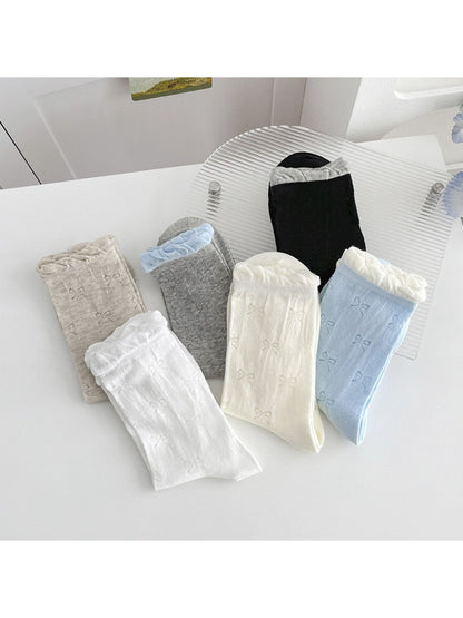 Rufia - Bow Textured Sheer Crew Socks product image 2