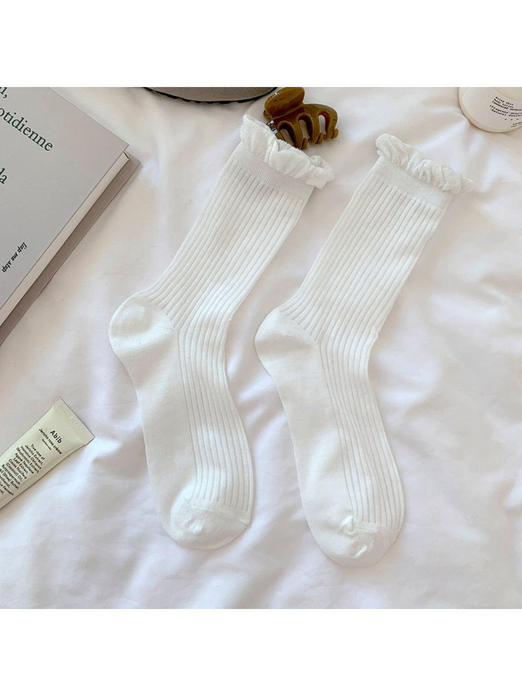 Rufia - Ribbed Ruffle Trim Classic Crew Socks product image 4