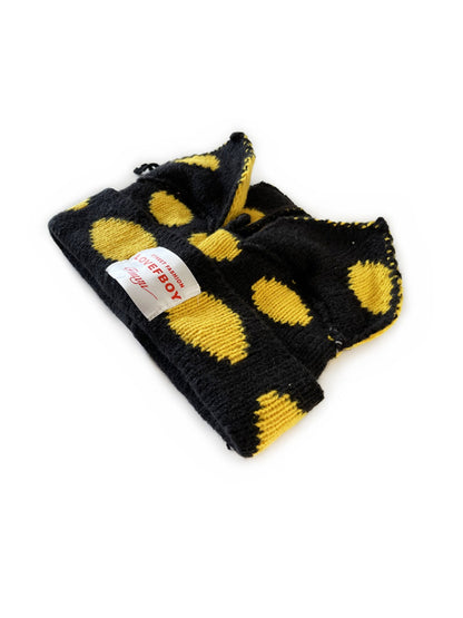 Haila Polka Dots Cat-Ear Knitted Beanie hat shape